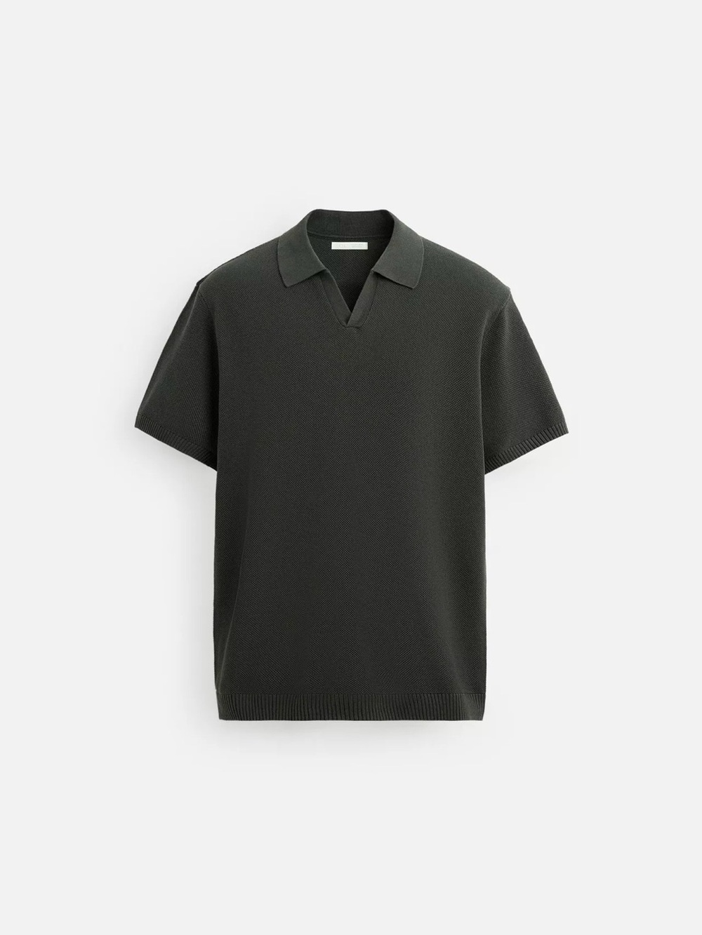 Zara Men's Textured Knit Short-Sleeve Polo Shirt - Khaki